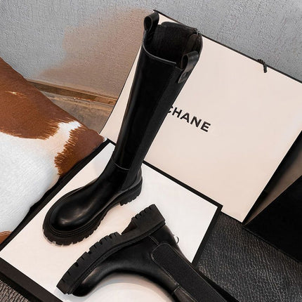 New Style Chimney Boots, Women's 2025 Autumn and Winter Single Boots, High Knight Boots, Thick Soles, Over-The-Knee Boots