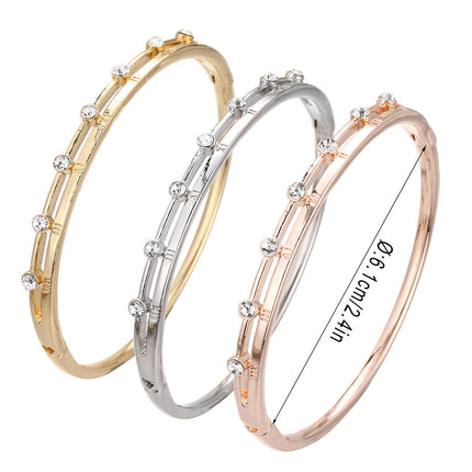 Cross-Border Popular Fashion Classic Zinc Alloy Full Diamond High-End Watch with Women's Open Bracelet Bracelet