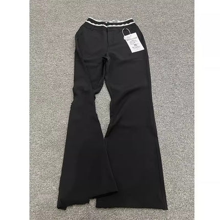 Tall American Lace Suit Pants for Women Plus Size Summer High Waist Pants Sexy Bell Bottoms Floor-Length Casual Pants