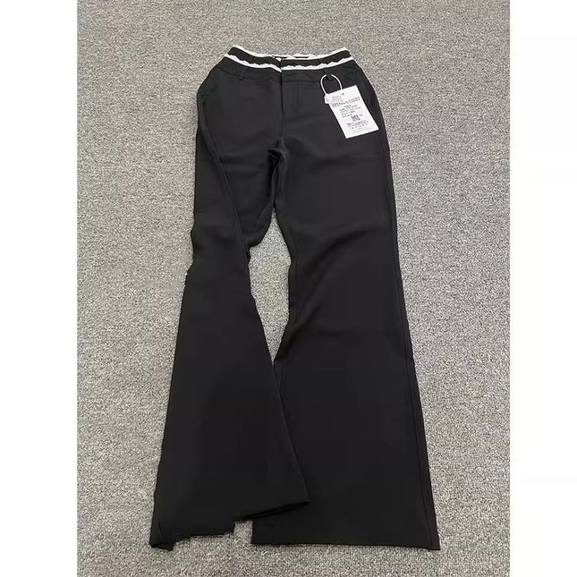 Tall American Lace Suit Pants for Women Plus Size Summer High Waist Pants Sexy Bell Bottoms Floor-Length Casual Pants