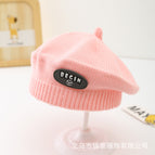 Smiley leather label beret-pink / 3-48 months