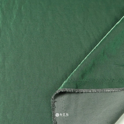 Solid color yarn-dyed sapphire green glossy glass Silk linen satin fabric Chinese style dress fabric