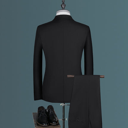 Suit Suit Men's Three-piece Suit Korean Style Slim Groom Plus Size Wedding Dress Casual Pure Color Small Suit Trendy