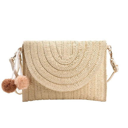 Cross-Border New Straw Woven Bag, Hand-Woven Bag, Large-Capacity Envelope Bag, Single Shoulder Crossbody Bag, Women's Vacation Beach Bag