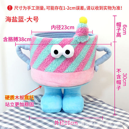 Cartoon Bigfoot Little Monster Storage Basket for Miscellaneous Snacks Large Dopamine Lamb Velvet Cute Storage Basket