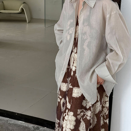Luxi Design Sense Tencel Back Split Strap Shirt Women's Summer New Long Sleeve Sunscreen Thin Jacket 3582