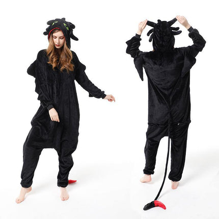 Manufacturer's Flannel Cartoon One-Piece Animal Pajamas for Children and Adults, Unicorn, Dinosaur, Pegasus Pajamas, Couple Style
