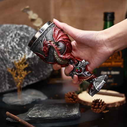 Cross-border New Product An Evil Dragon Wine Glass Western Dragon Stainless Steel Wine Glass 3D Three-dimensional Dragon Warrior Goblet