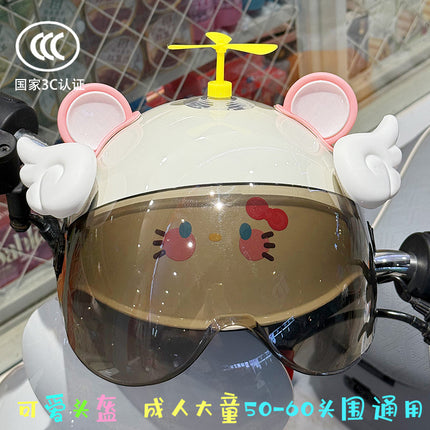 3C Certified Electric Battery Bike Helmet Summer Sun Protection Cute Kt Cat Half Helmet Couple Moped Safety Helmet