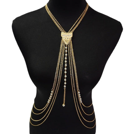 Cross-Border Jewelry Chest Chain Body Chain European and American Export Jewelry Bikini Tassel Body Chain Necklace