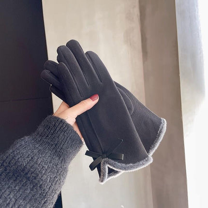 Winter Women's Velvet Thickeneded Plush German Velvet Gloves for Cycling and Driving, Warm and Touch-Screen Cold-Proof German Velvet Gloves