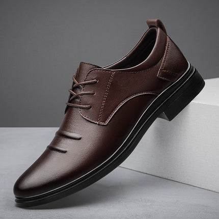 2025 spring new men's formal leather shoes top layer cowhide lace comfortable office leather shoes groom oxford shoes