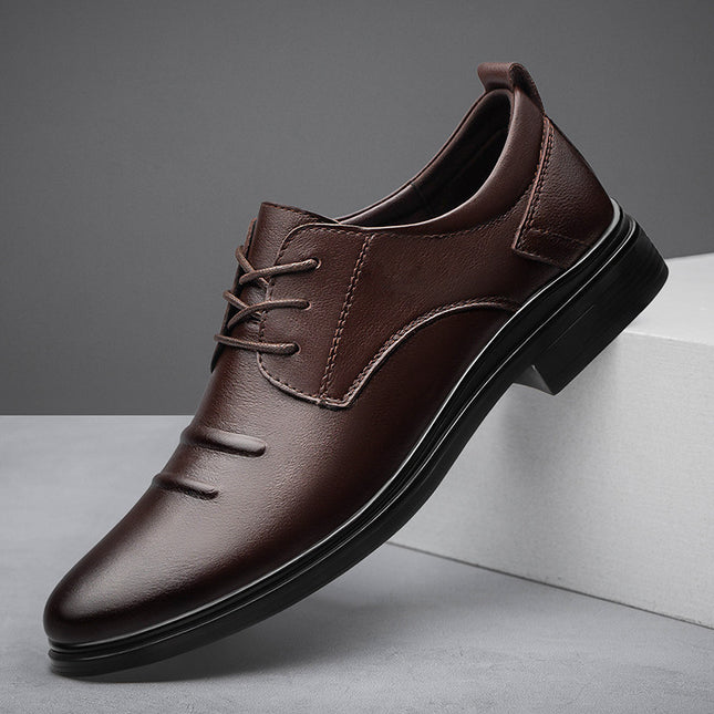 2025 spring new men's formal leather shoes top layer cowhide lace comfortable office leather shoes groom oxford shoes