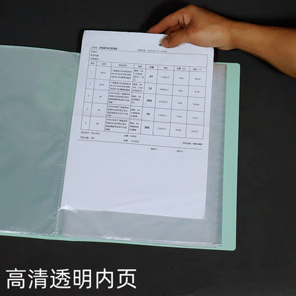 Cross-Border A4 Folder Transparent Insert 40 Information Book Test Paper Storage Bag Music Score Office File Folder Binder
