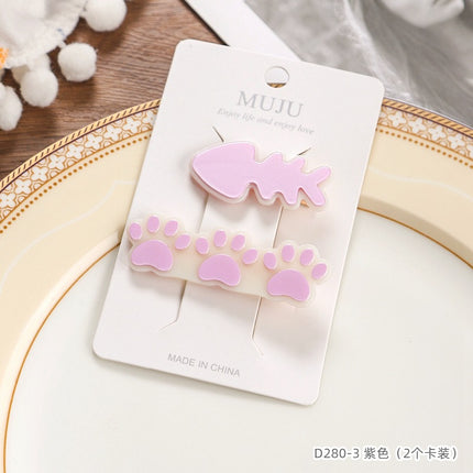 2 Card Hairpin Sweet Fish Bone Small Footprint Duckbill Clip Advanced Girl Side Clip Hairpin Broken Hair Bangs Clip