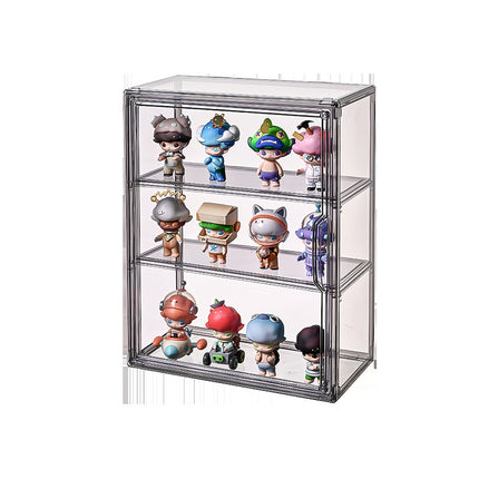 Bubble Mart Figure Storage Box Blind Box Doll High-Transparency Acrylic Display Box Doll Storage Cabinet Layered Gray