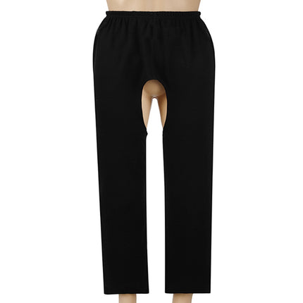 Bedridden Leg Fracture Adult Incontinence Care Open Crotch Pants Summer Autumn and Winter Cotton Men and Women's Bed Easy-to-Wear and Unisex Maternity Pants
