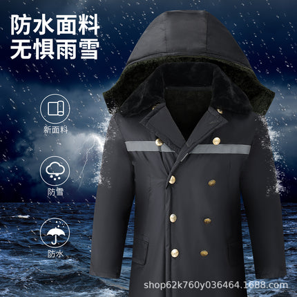 Thickened Winter Men's Extra Long Over-The-Knee Arctic Velvet Liner Removable Cotton Coat to Prevent Cold and Warm Work Cotton Coat