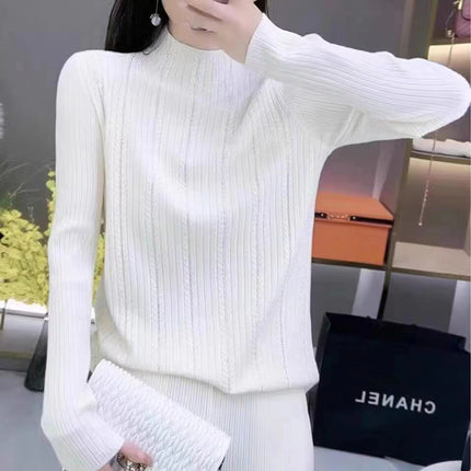 Spring and Autumn New Style Diamond Half Turtleneck Sweater Pullover Wool Loose Versatile Sweater Western Style Bottoming Shirt Wholesale
