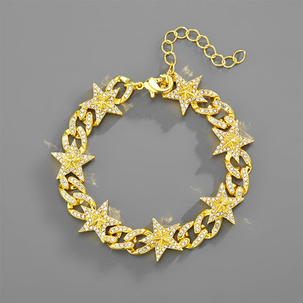 European and American Fashion Explosions Niche Design Star Necklace Personality Diamond Cuban Chain Street Trend All-match Chain