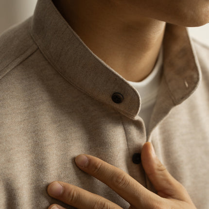 Light Mature Sanding Heat Storage Wool Long Sleeve Shirt Men's Youth Autumn and Winter New Warm Light Mature Inner Base Shirt
