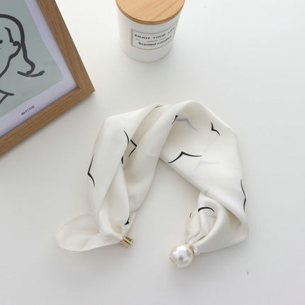 Pearl Magnetic Buckle Small Silk Scarf for Women 2025 New Spring Scarf Neck High-End Matchinging Neck Accessories Neck Scarf