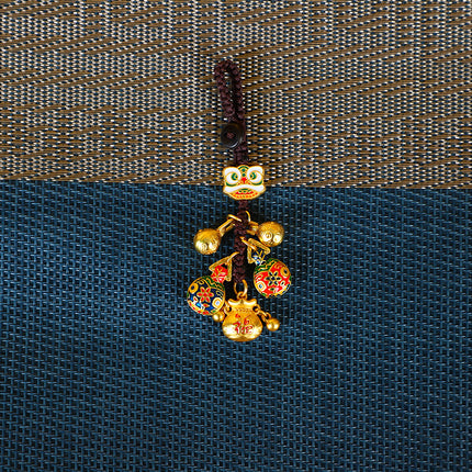 Shajin Ancient Fa Gold Swallow Gold Family of Four Car Keychain Pendant High-end Ancient Fa Family of Three Bag Hanging Ornaments
