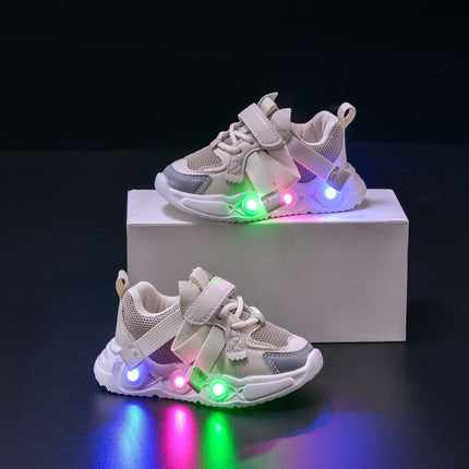 2024 Spring and Autumn New Breathable Children's Running Shoes Mesh Surface 1-6 Years Old Dad Shoes LED Luminous Children's sneaker Trendy