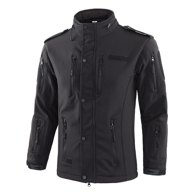 Spring and Autumn Men's Outdoor Shark Skin Modified Soft Shell Jacket Multi-Pocket Outdoor Sports Waterproof Warm Jacket