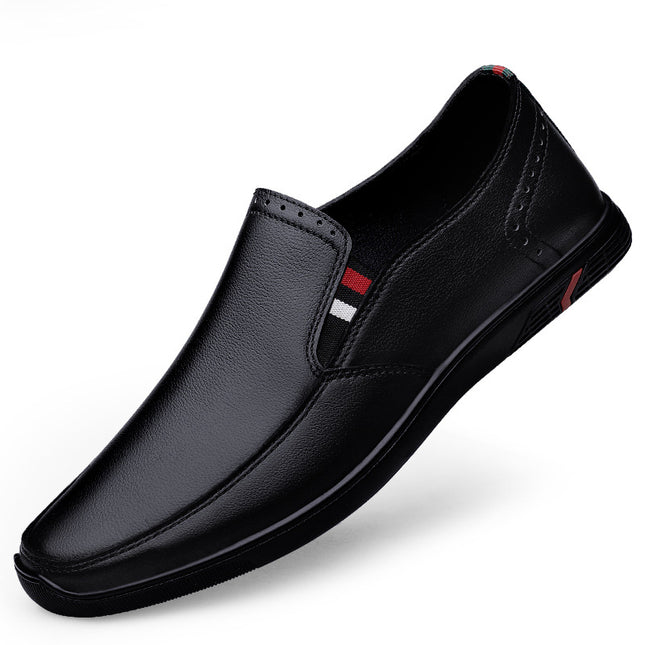 2024 Summer Men's British Casual Leather Shoes Trendy Wear Lightweight Derby Layer Cowhide Leather Dad Shoes Office Leather Shoes