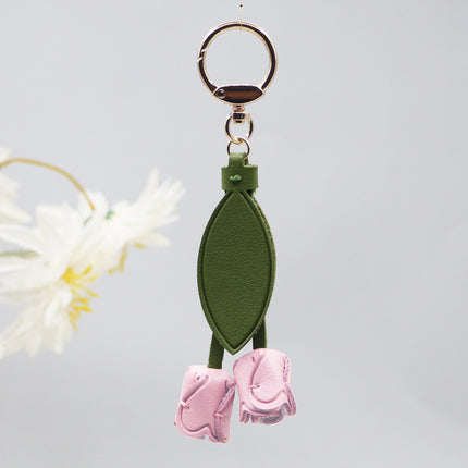 Little red book with tulip keychain cute personality car key bag pendant can be printed logo factory direct sales