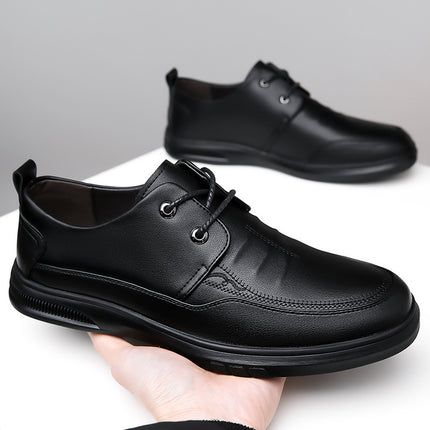 Men's Leather Shoes Spring Season Genuine Leather British Style Business Casual Men's Shoes 2026 New Model Slip-On Soft Sole Wide-Fit Dad Shoes
