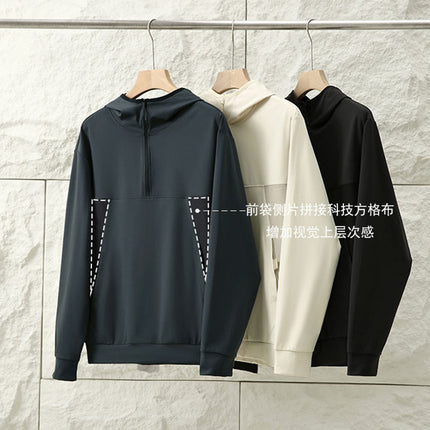 City Fan! Half zipper design! Foreign trade men's autumn lovers outdoor hooded casual fleece sweater tide