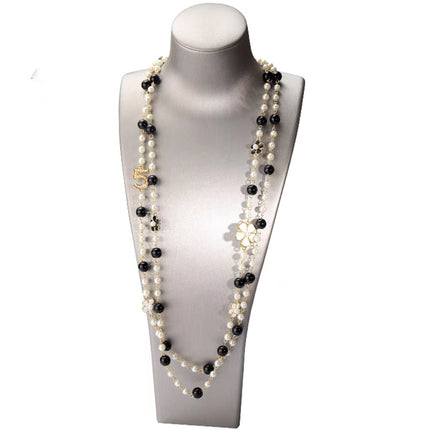 Korean Four-Leaf Clover Pearl Necklace Long Accessible Luxury High-End Sweater Chain Versatile Simple Autumn and Winter Necklace Accessories