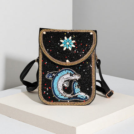 Bohemian Women's Mobile Phone Bag Xinjiang Inner Mongolia Yunnan Travel Souvenir Retro Heavy Industry Rice Bead Shoulder Bag