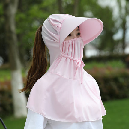 Spring and Summer Sunscreen Mask Neck Protection Integrated Hat Women's Sunshade Hat Outdoor Tea Picking Work Face Covering UV Protection