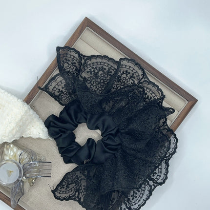 Double Lace Skirt Hair Ring Women's High-end Half-tie Hair Rope Elegant Low Ponytail Simple All-match Headline Hair Accessories