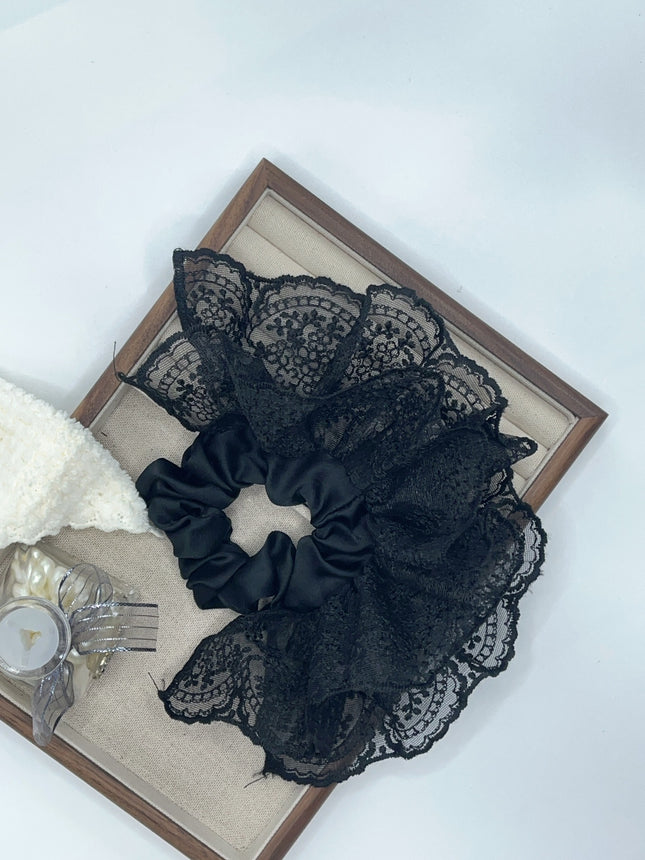 Double Lace Skirt Hair Ring Women's High-end Half-tie Hair Rope Elegant Low Ponytail Simple All-match Headline Hair Accessories