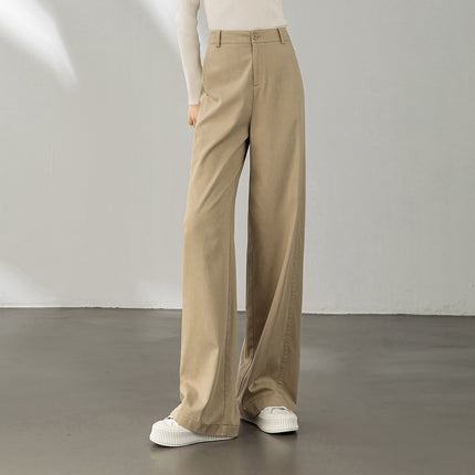 Wide Leg Pants Women's 2025 New Style Small Loose Wide Leg Casual Pants Spring and Autumn Mop Slimming All-match Stand-up Cut Textile