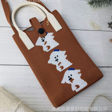 Girl's Heart-Shaped Knitted Crossbody Bag