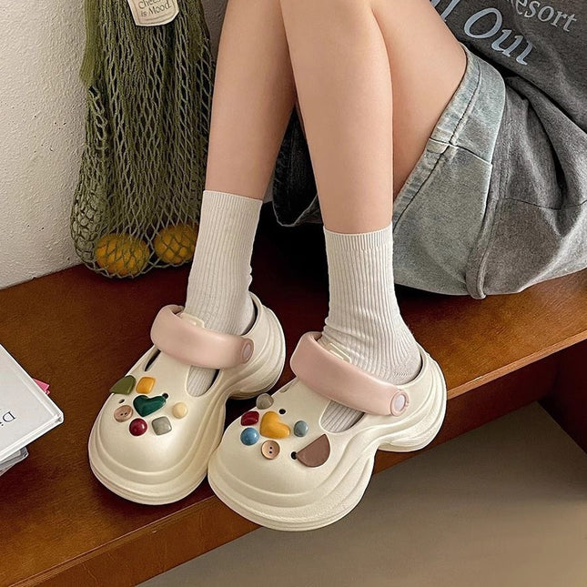 Cave Shoes Detachable Diy Summer Women's Slippers Daily Simple Wear-resistant Lightweight Non-slip Height-increasing Casual Comfortable