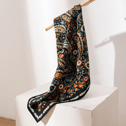 Silk Wool Paisley Floral Wool Scarf, Silk Scarf, Mulberry Silk Square Scarf, New Elegant Women's Necktie for Spring and Summer