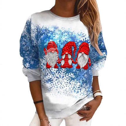 New Product 2025 Autumn and Winter Independent Station Aliexpress Wish Christmas Snowflake Print Round Neck Sweatshirt Women's Tops