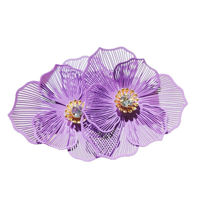 European and American Fashion Earrings, Simple and Personalized, Versatile Spray-Painted Double-Layer Triangle Flower Earrings, Women's High-End Earrings Wholesale