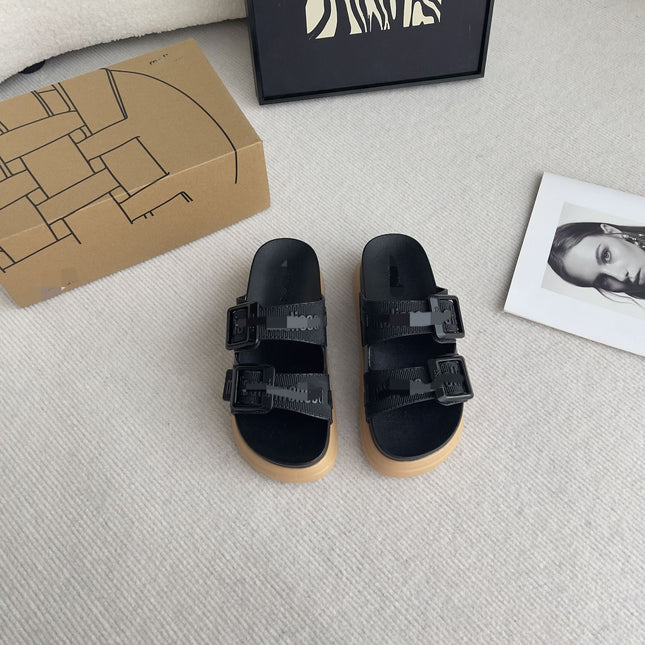 2026 New Summer Mei*Sha Style Platform Thick-Soled Double-Strap Jelly Shoes Casual Beach Sandals