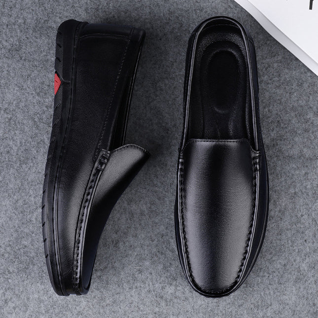 Live Broadcast Explosions Doug Shoes Men's Genuine Leather Cowhide Cross-border High-end Casual Dad Shoes Middle-aged Slip-on Loafers Men