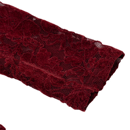 DZ24-168 wine red lace dress 2024 autumn new long sleeve temperament goddess fan dress skirt