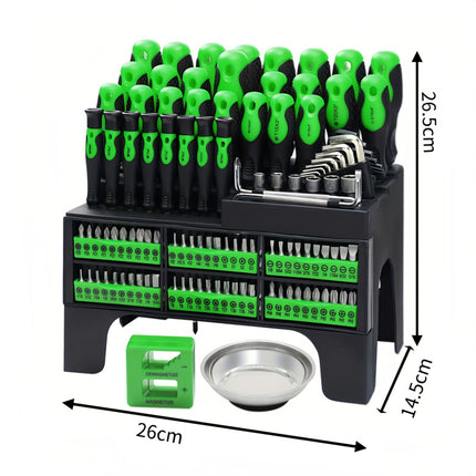 Cross-Border Customizable 118-Piece Manual Screwdriver Bit Set with Demagnetizer, Available in Red, Blue, and Green with Plastic Holder