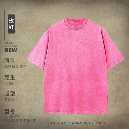 270g heavyweight old T-shirt custom printed LOGO cotton washed snowflake tide brand cross-border T-shirt direct spray printing figure