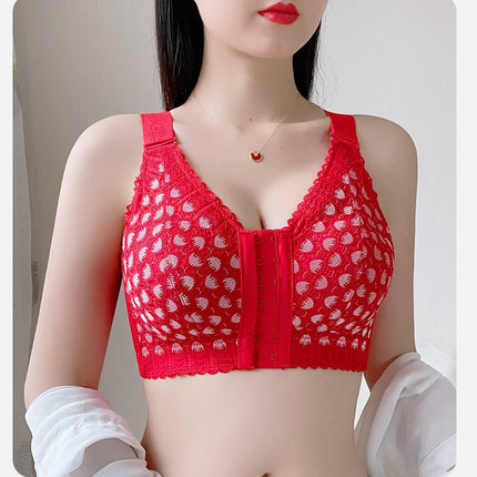 Front Buckle Underwear Women's chubby girl 150.00kg Full Cup Thin Large Chest Showy Small Bust Anti-Sagging Bra